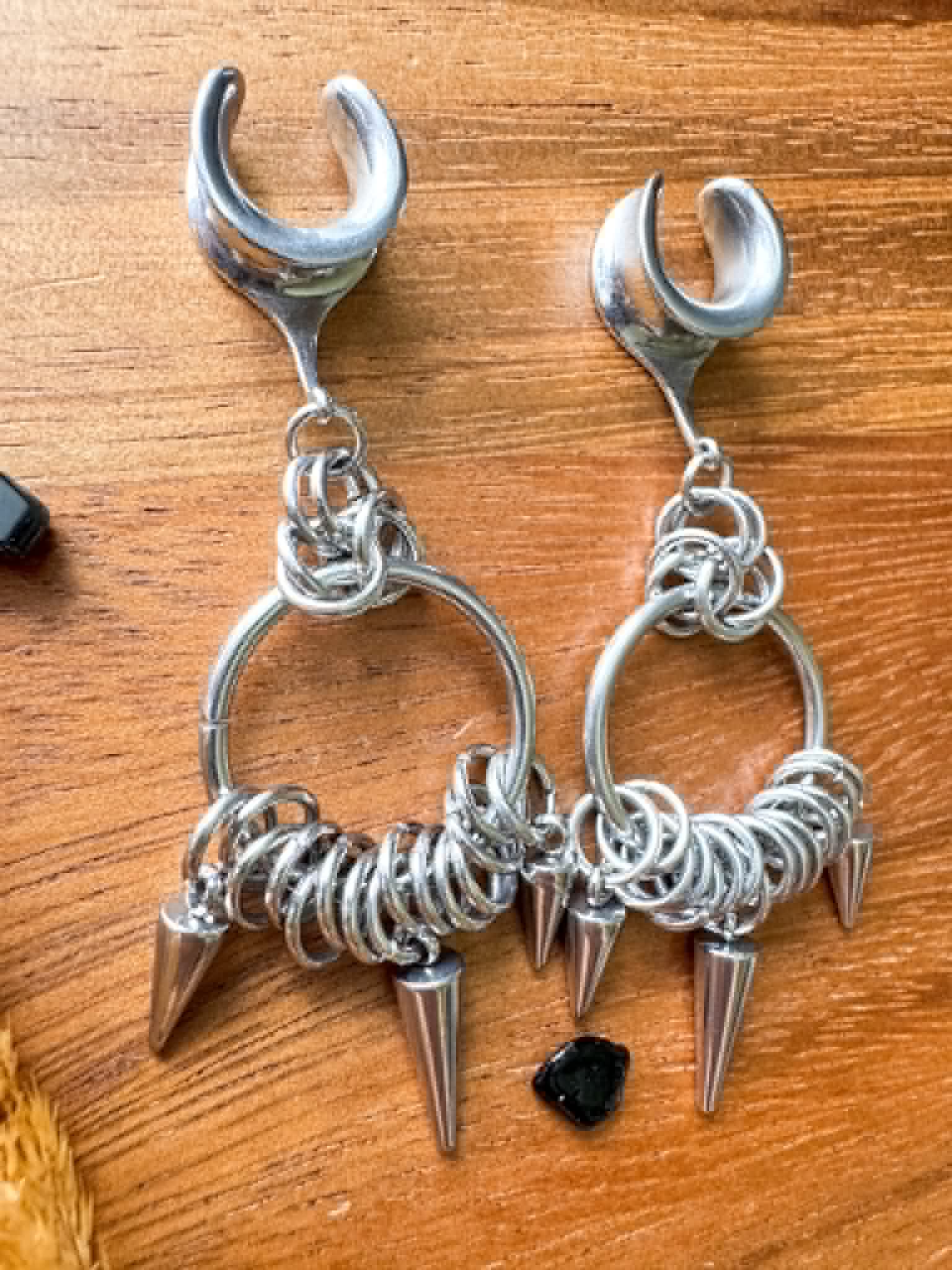 Steel Gothic Hoops Plug Earrings
