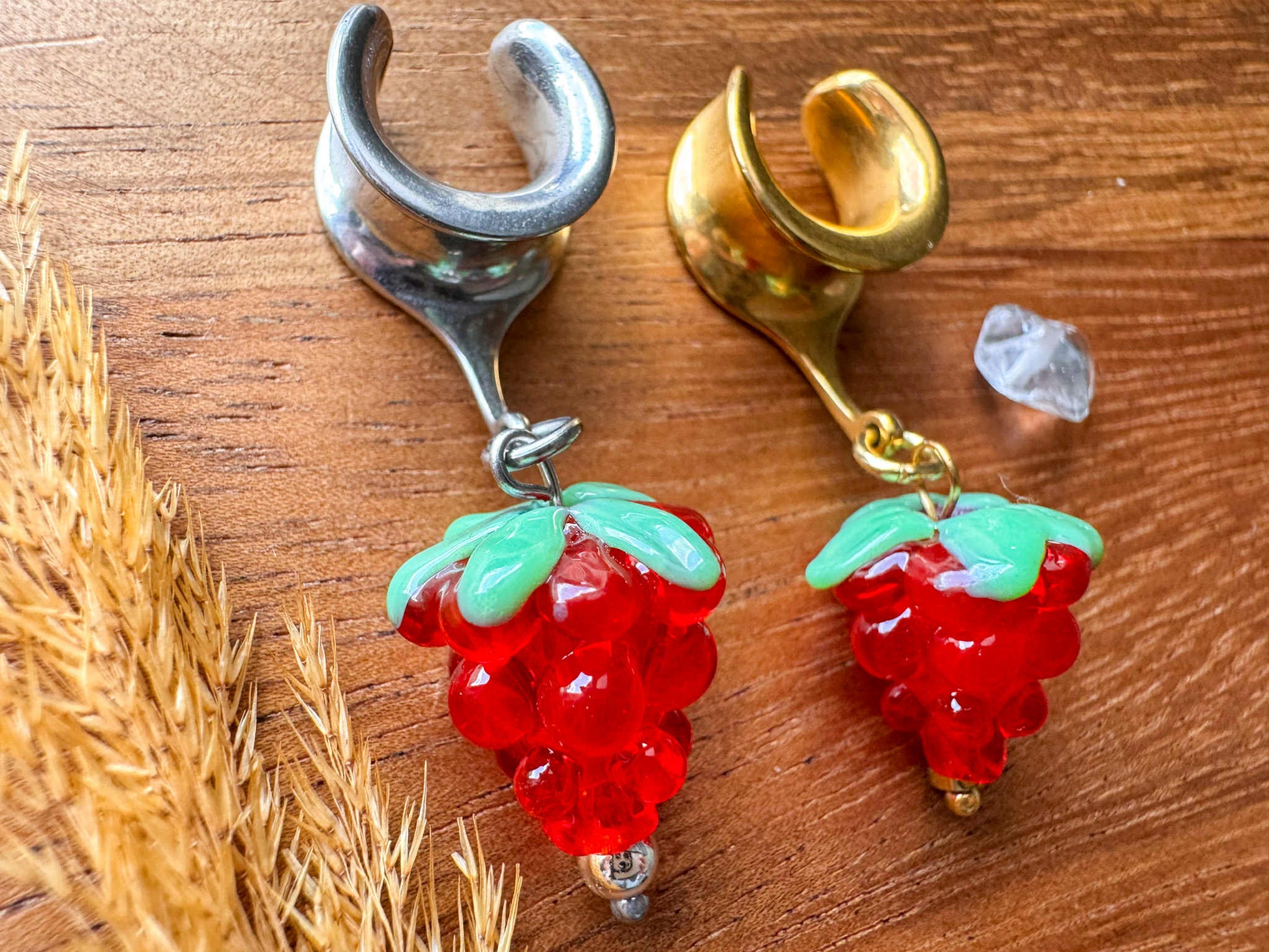 Sweet Red Raspberries Plug Earrings