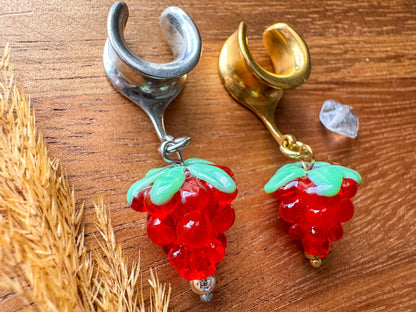 Sweet Red Raspberries Plug Earrings