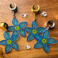 Tropical Blue Flowers Plug Earrings