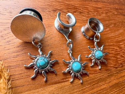 Tropical Turquoise Suns Plug Earrings