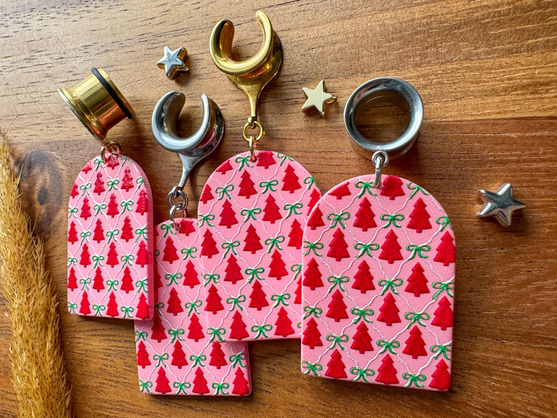 Whimsical Winter Christmas Trees Plug Earrings