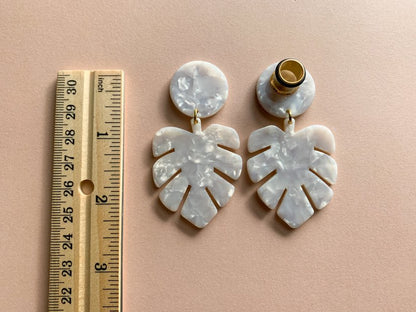 White Marble Monstera Leaves