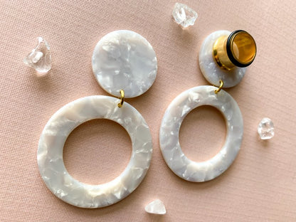 White Marbled Acetate Hoops