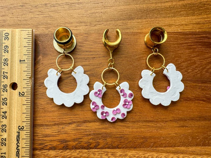 White & Purple Floral Dangles