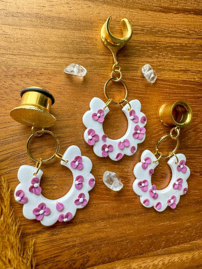 White & Purple Floral Dangles