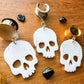White Shiny Skulls Plug Earrings