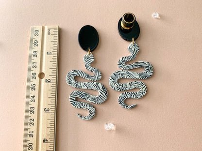Large Black & White Snake Dangles
