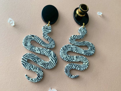 Large Black & White Snake Dangles