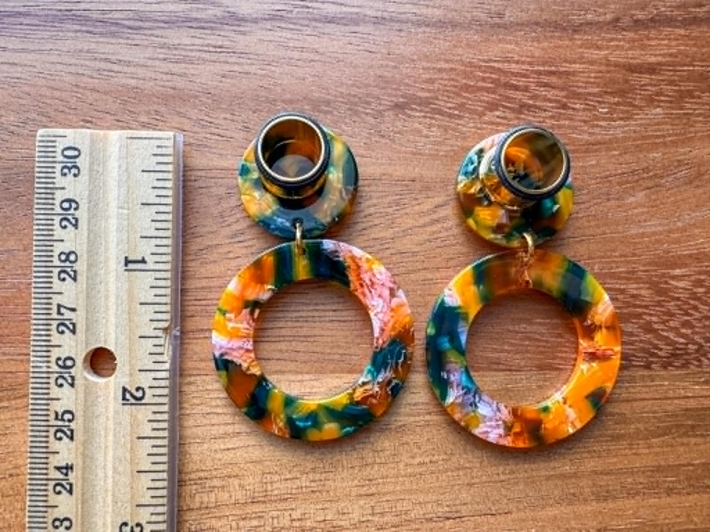 Yellow/Pink/Green Multicolor Acetate Hoops