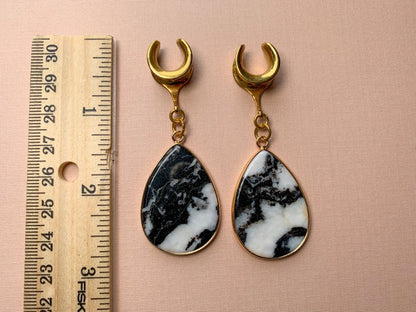 Gold Trimmed Zebra Jasper Dangles
