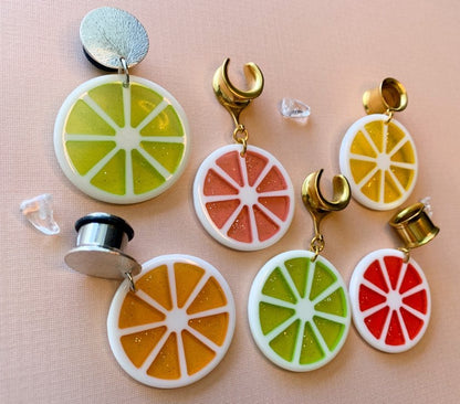 Zesty Citrus Dangles Plug Earrings