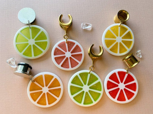 Zesty Citrus Dangles Plug Earrings