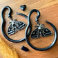 Black Steel Moth Hangers Plug Earrings