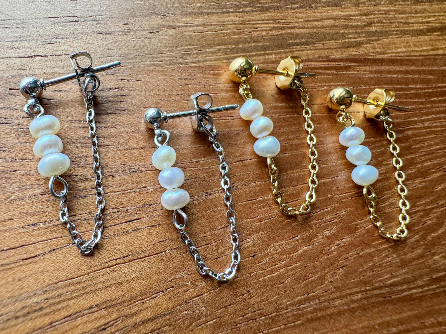 Gold Or Silver Pearl Chain Dangles