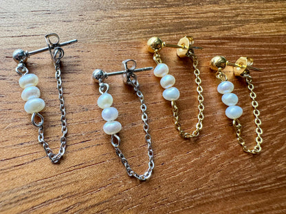 Gold Or Silver Pearl Chain Dangles