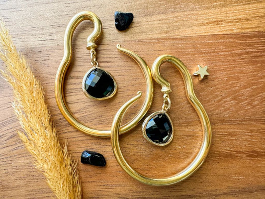 Gold Hangers w/ Black & Gold Tear
