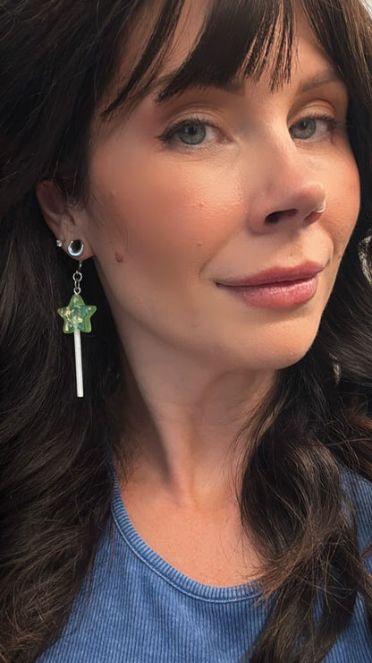 Lime Green Glitter Stars