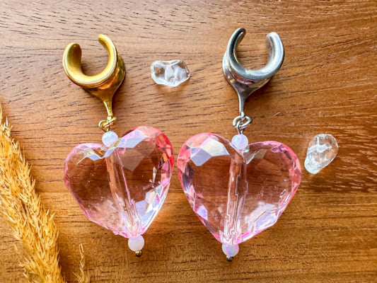Gold or Silver Large Pink Hearts