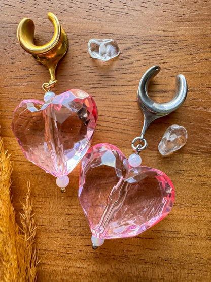 Gold or Silver Large Pink Hearts