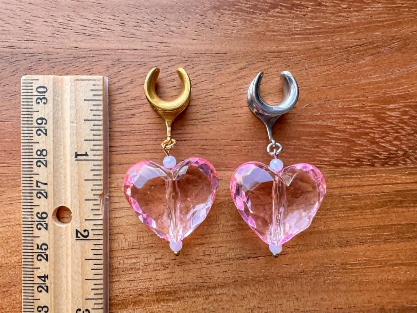 Gold or Silver Large Pink Hearts
