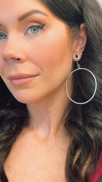 Large Silver Brushed Hoops