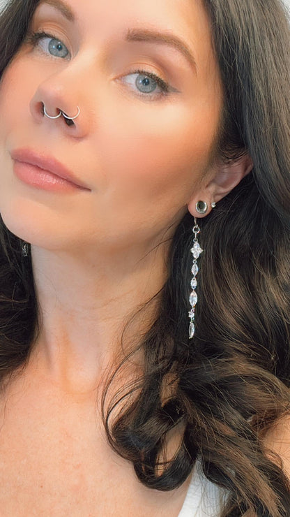 Rhodium Zircon Dangles