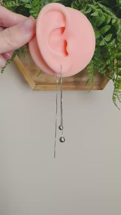 18k Double Bead Threader Earrings