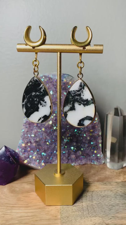 Gold Trimmed Zebra Jasper Dangles