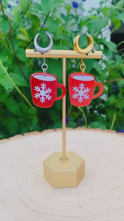 Gold or Silver Glittery Snowflake Mugs