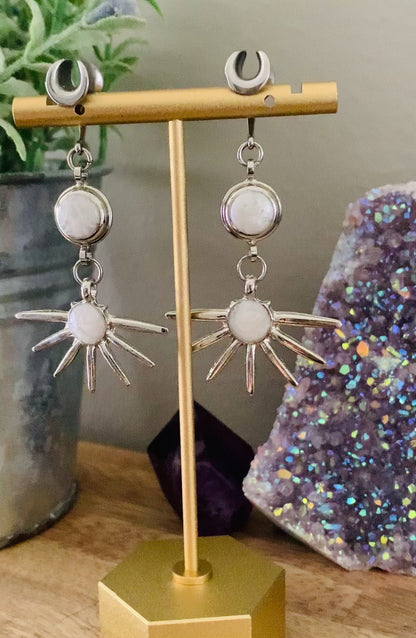 Rhodium Plated White Enamel Suns