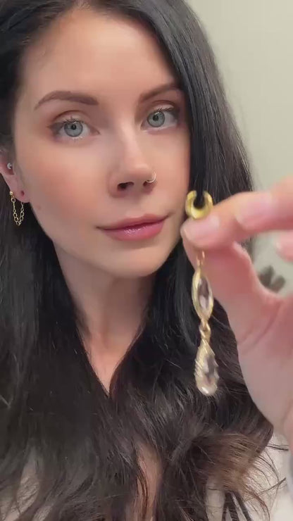 Gold Tone Glass Ear Dangles