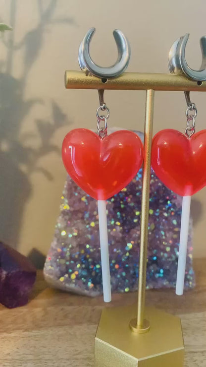 Silver & Red Heart Lollipops
