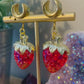 Strawberry Dangles With Gold Leaf