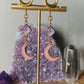 Pink Faux Crystal Druzy Moons