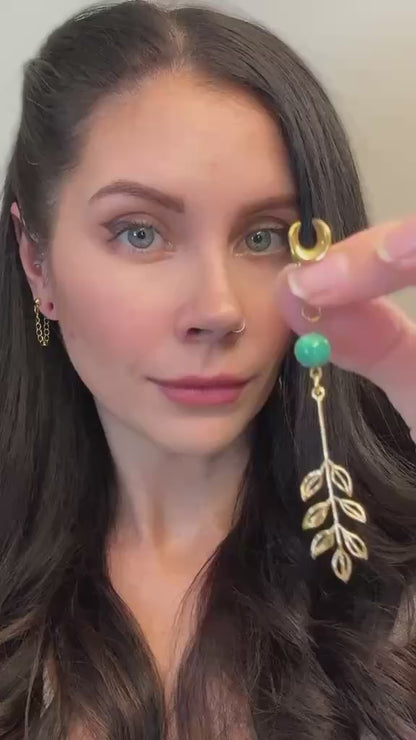 Green Agate & Gold Leaves