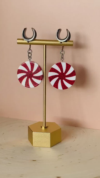 Peppermint Candy Dangles Plug Earrings