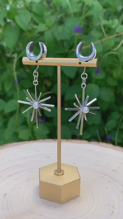 Silver Stars With Faux Pearl