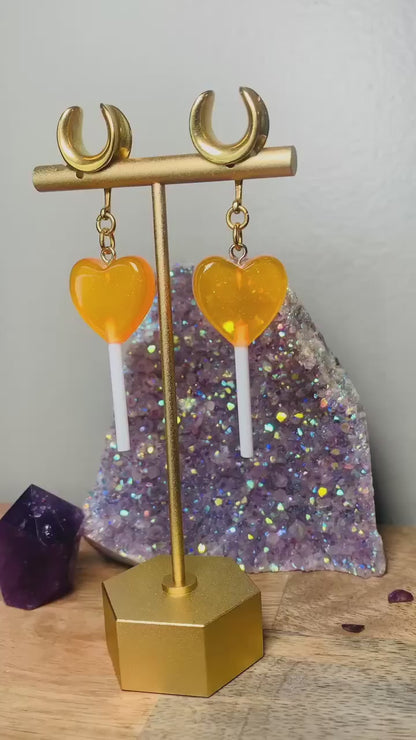 Orange Heart "Halloween Treats" Lollipops