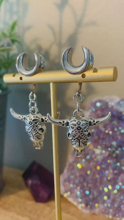 Silver Longhorn Dangles