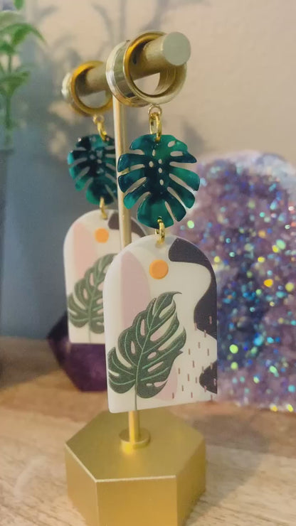 Tropical Monstera Paradise Acrylic Dangles