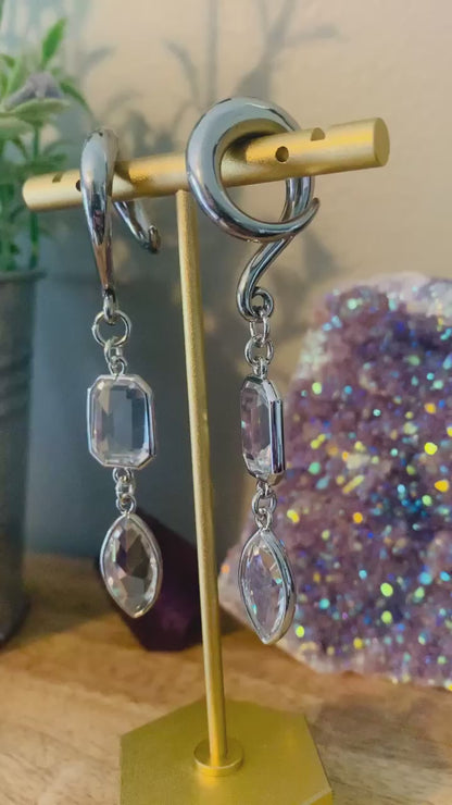 Silver Glass Jewel Dangles
