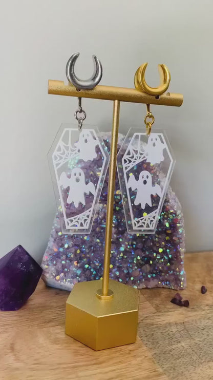Clear Coffin Ghost Dangles