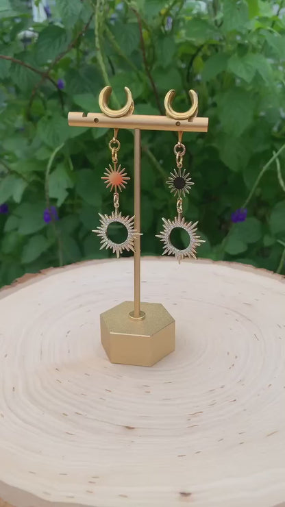 18k Dazzling Double Suns Plug Earrings