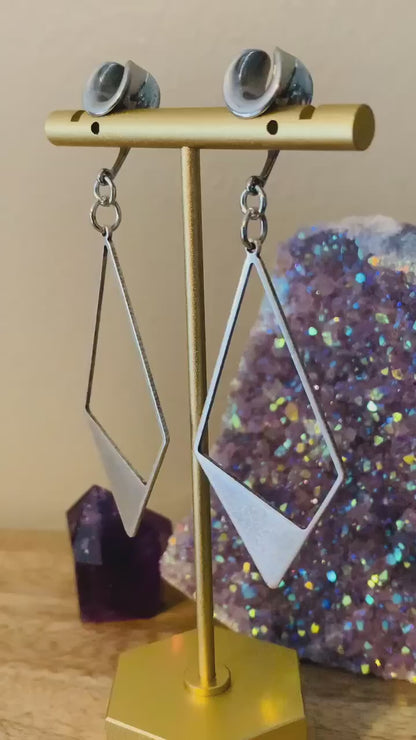 Antique Silver Rhombus Dangles