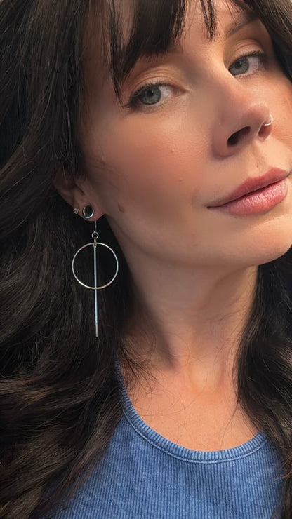 Silver Hoop With Bar Dangle