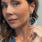 Silver Hoops With Crescent Moon Pendant