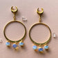 18k Gold Hoops With Glowing Opalite Gems
