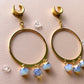 18k Gold Hoops With Glowing Opalite Gems