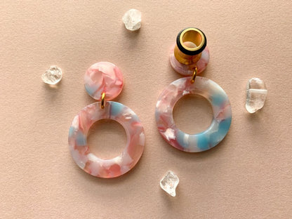 Small Pink/Blue Multicolor Acetate Hoops